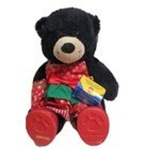 Build-A-Bear Black Teddy‎ Bear Christmas Holiday Outfit Red Snowflake Dress NWT